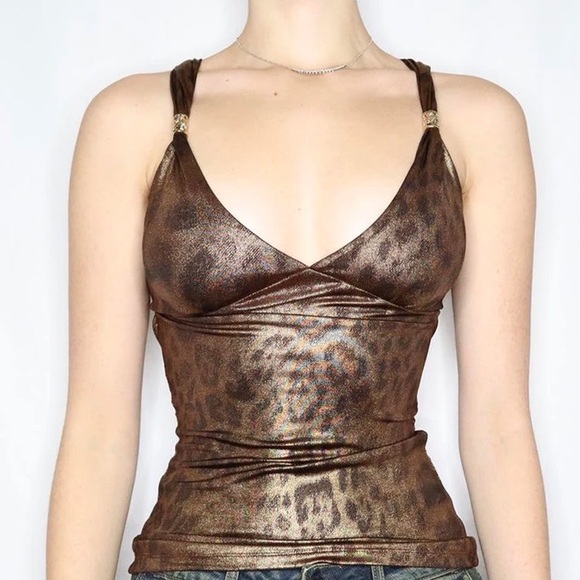 Leopard Print Metallic Top - Picture 2 of 7